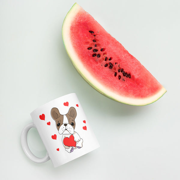 Swagger Tails Frenchie Love White glossy mug