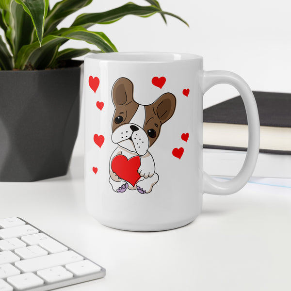 Swagger Tails Frenchie Love White glossy mug