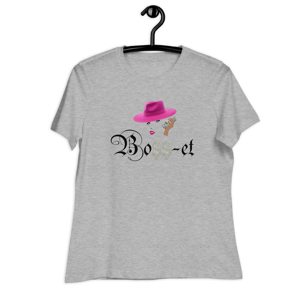 2 Boss-et Pink Fedora Women's Relaxed T-Shirt (Black Boss)
