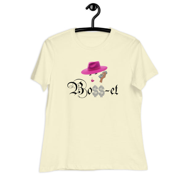 2 Boss-et Pink Fedora Women's Relaxed T-Shirt (Black Boss)