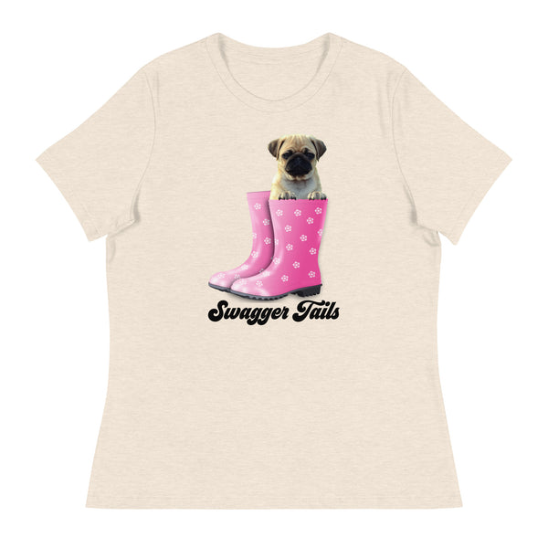 Swagger Tails Pug Women's Relaxed T-Shirt