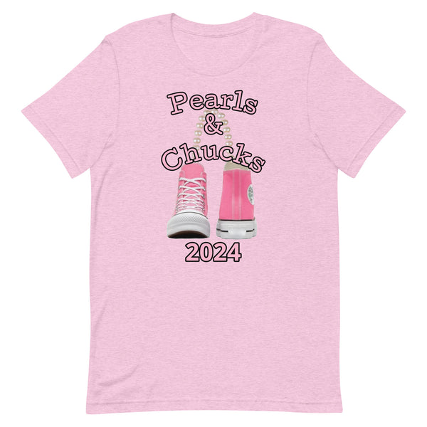 Pearls & Chucks T-Shirt ( Red, Prism Lilac, Blue and White)