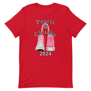 Pearls & Chucks T-Shirt ( Red, Prism Lilac, Blue and White)