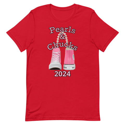 Pearls & Chucks T-Shirt ( Red, Prism Lilac, Blue and White)