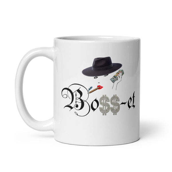 2 Boss-et Smoking Blk Fedora White glossy mug