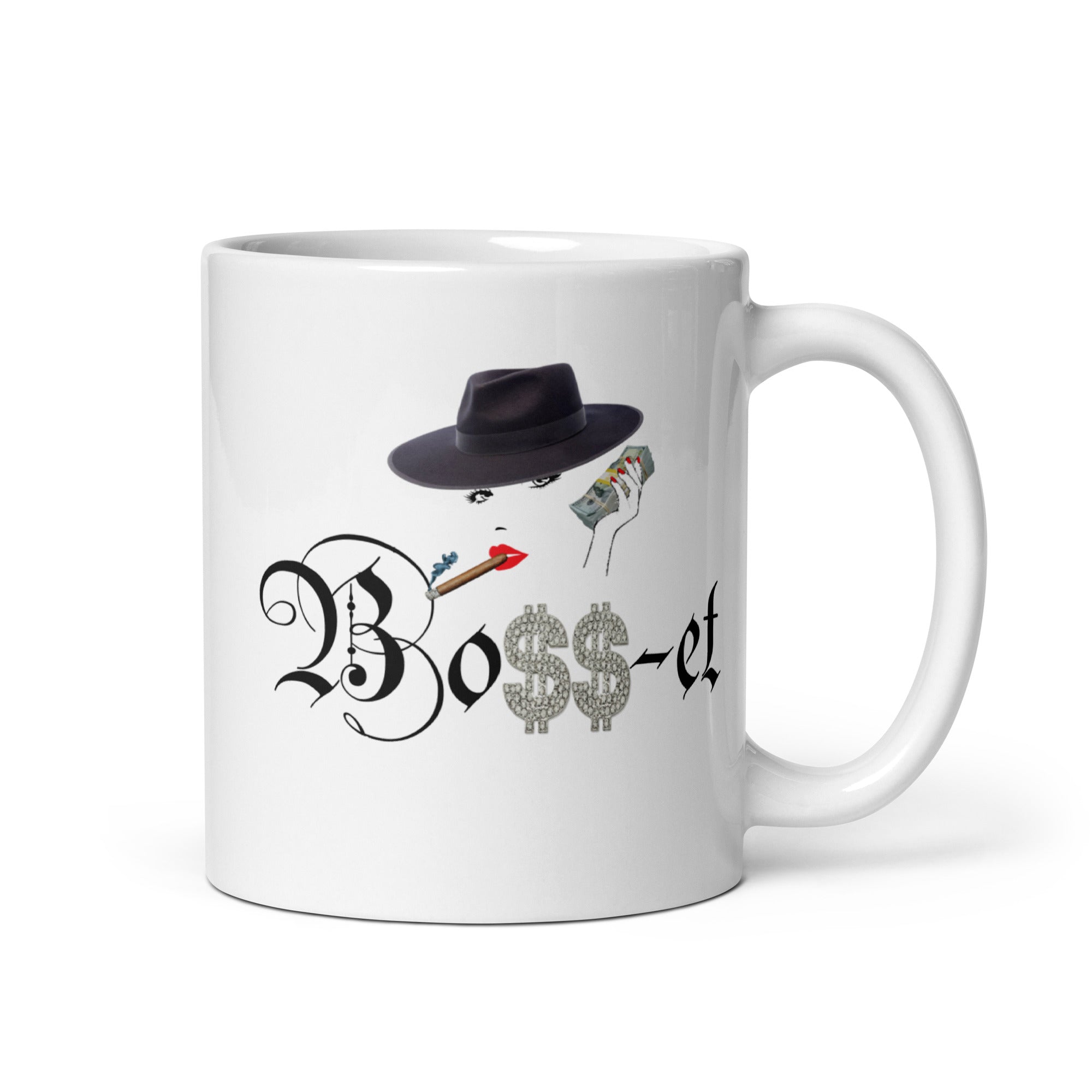 2 Boss-et Smoking Blk Fedora White glossy mug