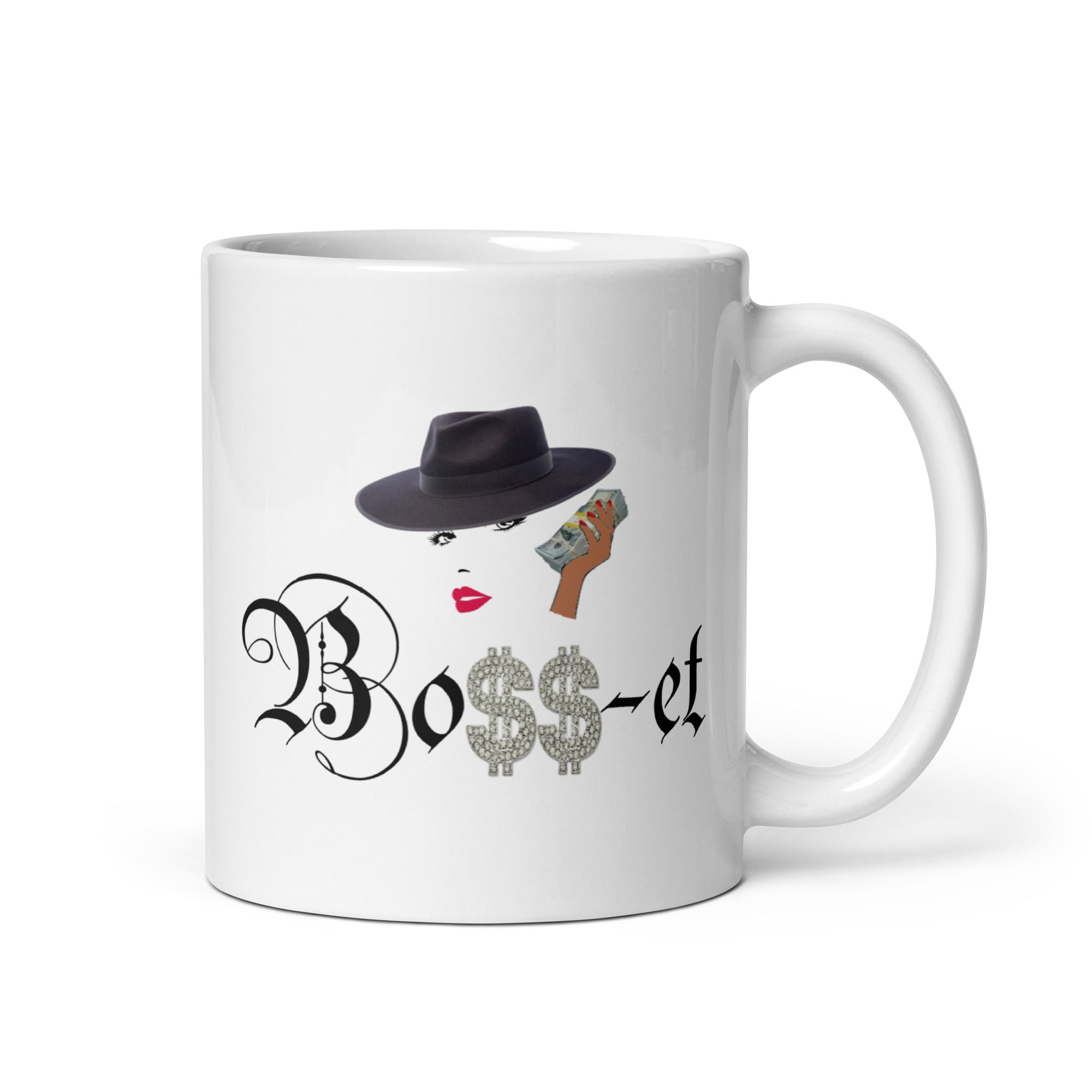 2 Boss-et Black Fedora Mug White Glossy Mug (Black Boss)