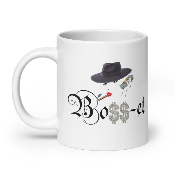 2 Boss-et Smoking Blk Fedora White glossy mug