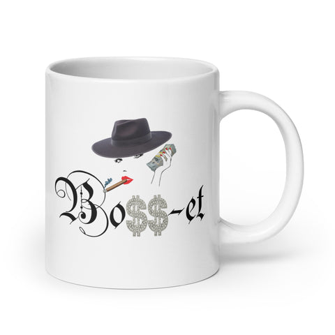 2 Boss-et Smoking Blk Fedora White glossy mug