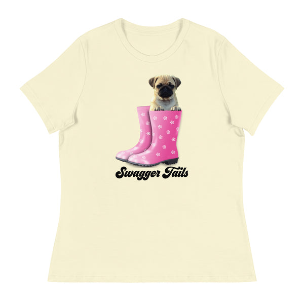 Swagger Tails Pug Women's Relaxed T-Shirt