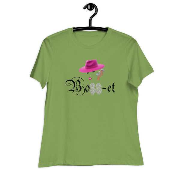 2 Boss-et Pink Fedora Women's Relaxed T-Shirt (Black Boss)