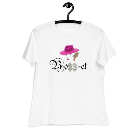 2 Boss-et Pink Fedora Women's Relaxed T-Shirt (Black Boss)