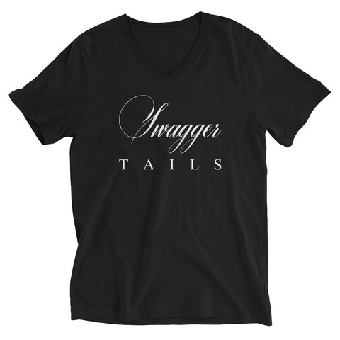 Swagger Tails Signature White Unisex Short Sleeve V-Neck T-Shirt