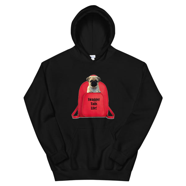 Swagger Tails Life! Pug In Red Backpack Unisex Hoodie