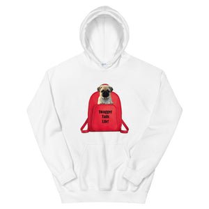 Swagger Tails Life! Pug In Red Backpack Unisex Hoodie