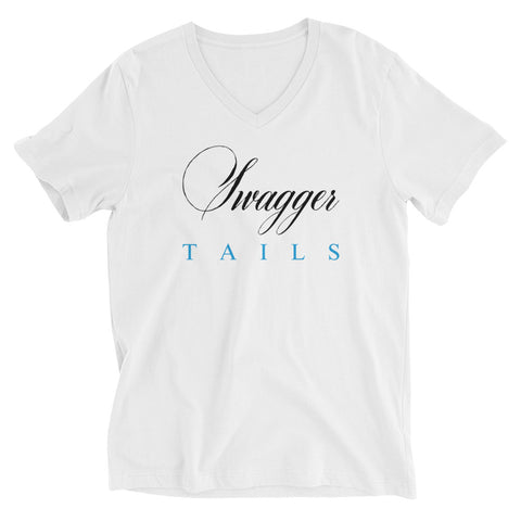 Swagger Tails Signature Black and Blue Unisex Short Sleeve V-Neck T-Shirt