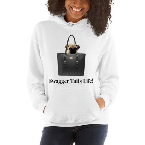 Swagger Tails Life Pug In A Black Bag Unisex Hoodie