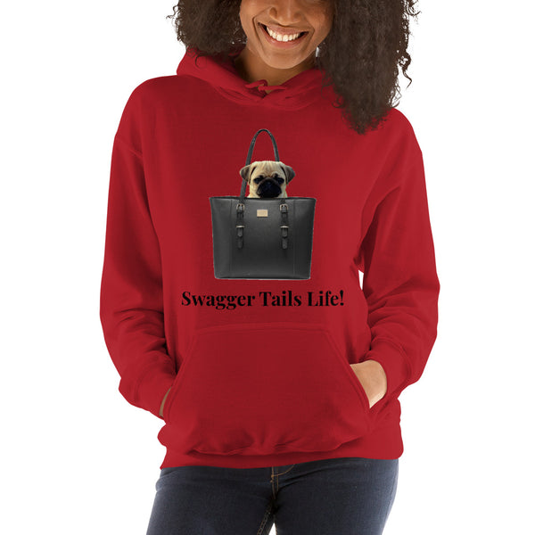 Swagger Tails Life Pug In A Black Bag Unisex Hoodie