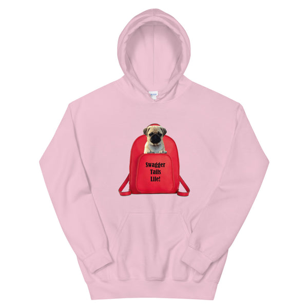 Swagger Tails Life! Pug In Red Backpack Unisex Hoodie