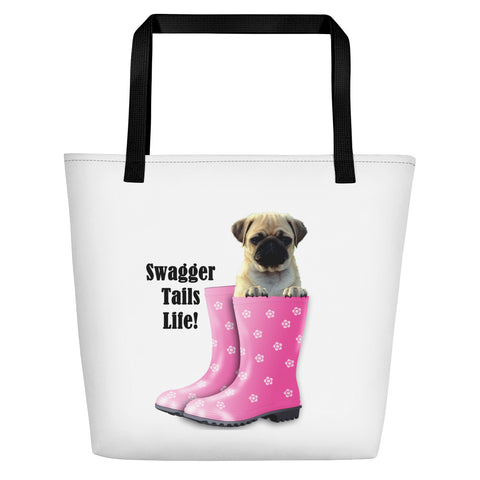 Swagger Tails Life Pug Beach Bag